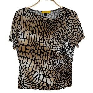 St. John Short Sleeve‎ Animal Print Multi Stretch Knit Short Sleeve Size Medium